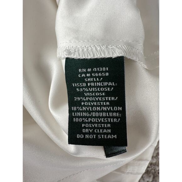 Ralph Lauren Size 6 Sheer Textured Striped Pleated Mini Dress White Sleeveless - Picture 10 of 11